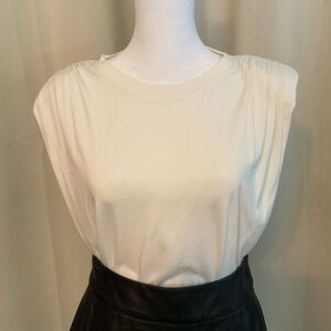 Banana Republic Cream Muscle Tee w/ Shoulder Pads